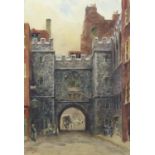 William Collins (British, 1788-1847), 'St. John's Gate, Clerkenwell'. Watercolour.