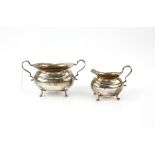 Silver sugar bowl and milk jug, baluster form with shaped edge, Sheffield 1919, sugar bowl 16.