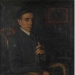 Arthur Kynaston (British, 1904-1966) portrait of a gentleman with a pipe. Oil on canvas.