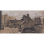 Peter de Wint (British, 1784-1849), study of a farmhouse. Black and white chalks on paper.