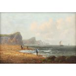 C. Richards, fishing boats off a beach, oil on canvas 21.5cm x 30.5cm 19th century English school,