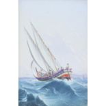 D'Esposito (Maltese, active c1900), fishing boat under full sale, watercolour, signed and dated