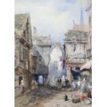 John Skinner Prout (British, 1805-1876), European street scene. Watercolour. Signed lower right.