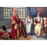 Salehi, 20th century, The Carpet Merchant, signed, oil on canvas, 98 x 138cm,