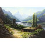 Vaja Maisuradze (Georgian contemporary), 'The Journey Begins' (2006). Oil on canvas. Framed. 65.