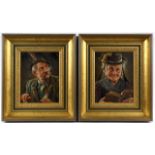 Hans Barttenbach (German, b. 1908), pair of portraits. Oil on board. Signed. Framed.