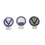 Three vehicle front grill badges - includes a pair of Vintage Sports-Car Club circular badges & a