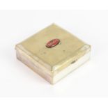 Silver-plated Bugatti cigar case with wooden insides, 11.5x11.5cm