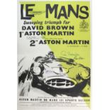 Le Mans Aston Martin poster of the victorious DBR1 - signed by Roy Salvadori and Trintignant and