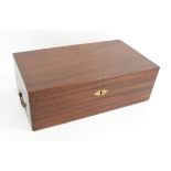 Mid Victorian mahogany writing box, with carry handles and side drawer, the interior with hinged