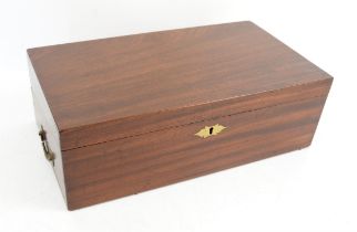 Mid Victorian mahogany writing box, with carry handles and side drawer, the interior with hinged