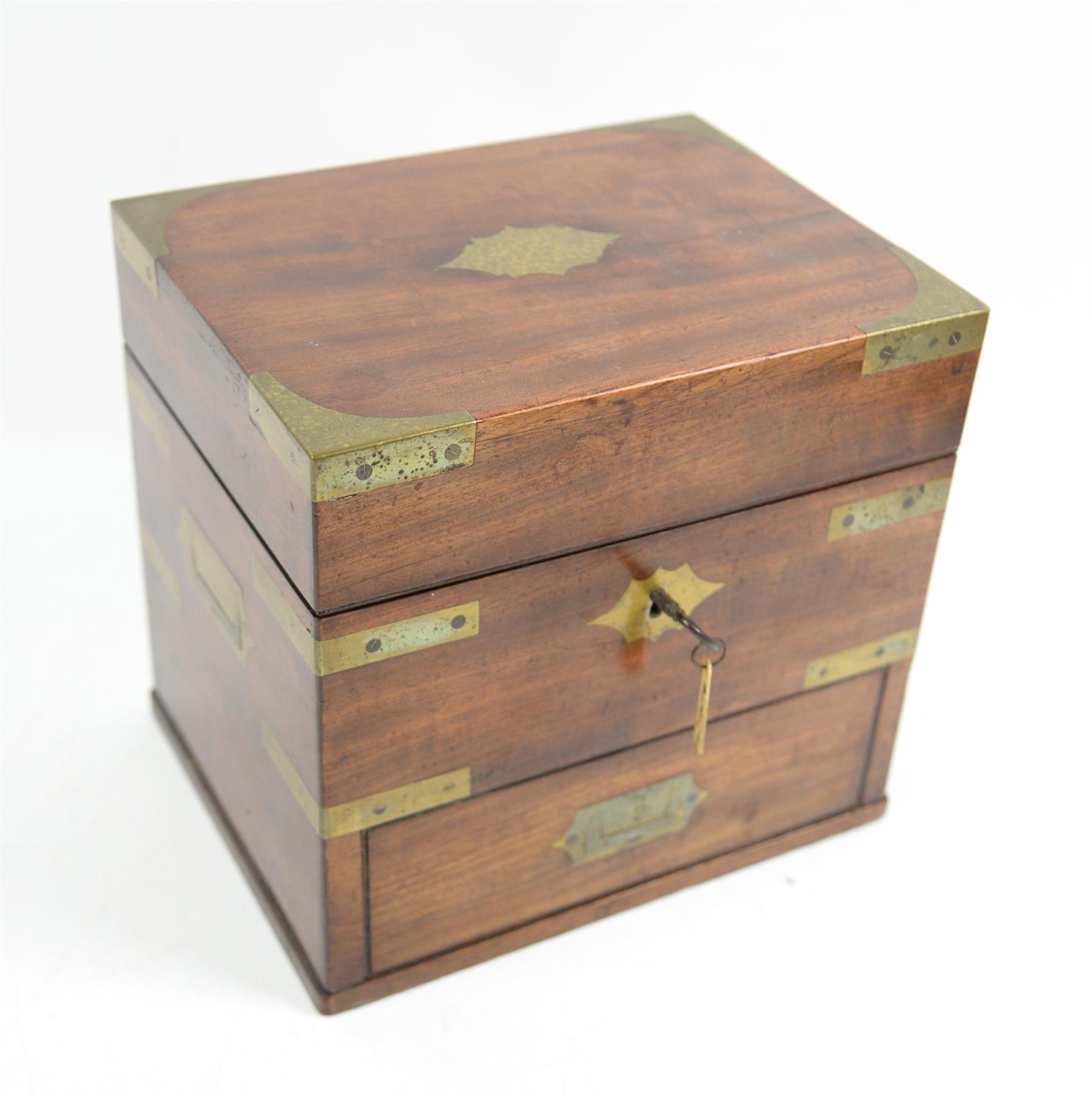 19th century mahogany and brass bound apothecary box, the lid labelled inside 'From Apothecaries - Image 3 of 4