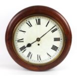 Early 20th century mahogany wall clock, 11.5" dial with Roman numerals, single fusee movement
