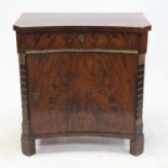19th century mahogany pier cabinet, the concave front with a single drawer over a cupboard,
