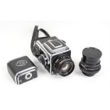 Hasselblad 500C/M camera, with two Hasselblad lenses (Carl Zeiss Nr6303144 and Nr6289846),