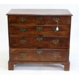 George III mahogany chest of drawers, the moulded edge top over four long graduated drawers on