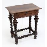 Colonial Dutch side table, the rectangular top over a frieze drawer and fret carved frieze on