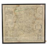 Christopher and Lea Philip Saxton map of Hampshire. Framed and glazed. Map size 43 x 47.5cm.