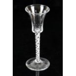 18th century air twist drinking glass on round foot, 17cm high,