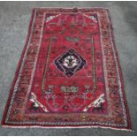 Vintage Persian Hamadan village rug, with red ground 235 x 148 cm