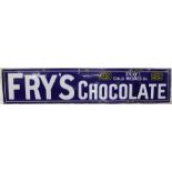 Fry's Chocolate enamel advertising sign, 38 x 190cm.