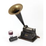 Edison Gem phonograph, no.244217, with Model-C reproducer, blacked metal and brass 7.