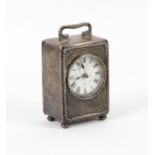 Silver cased carriage timepiece with French movement, Birmingham 1922, 13cm and a French brass