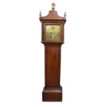 Early 19th century mahogany eight day longcase clock, with eagle and ball finials over a brass