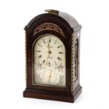 George III mahogany quarter chiming bracket clock on turntable base by Tomlin, London,