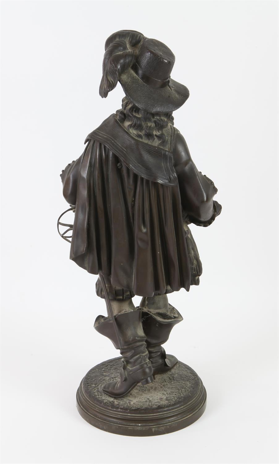 Early 20th century bronze figure of a cavalier, on circular base, h50cm - Image 2 of 2