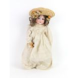 Bisque head doll with sleeping eyes and open mouth, composition limbs, 43 cms