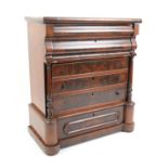 19th century mahogany miniature chest of drawers, with two frieze drawers over four graduating long