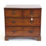 19th century mahogany straight front chest of two short over two long drawers, on bracket feet, h83.