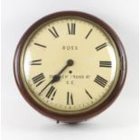 Ross wall clock with single fusee movement, 32 new Cross Road, painted dial with Roman numerals,