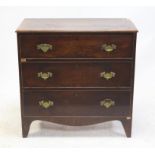 Early 19th century mahogany chest of drawers, with moulded edge top over three long graduated