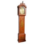 Chinoiserie eight day longcase clock, simulating red lacquer, 19th century parts,