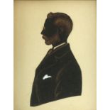 Silhouette Portrait of a Gentleman, half length. Watercolour, unsigned. 11 x 8cm.