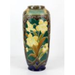 Burmantofts Faience vase, with daffodil design panels, impressed mark and numbered 2044, H44 cm