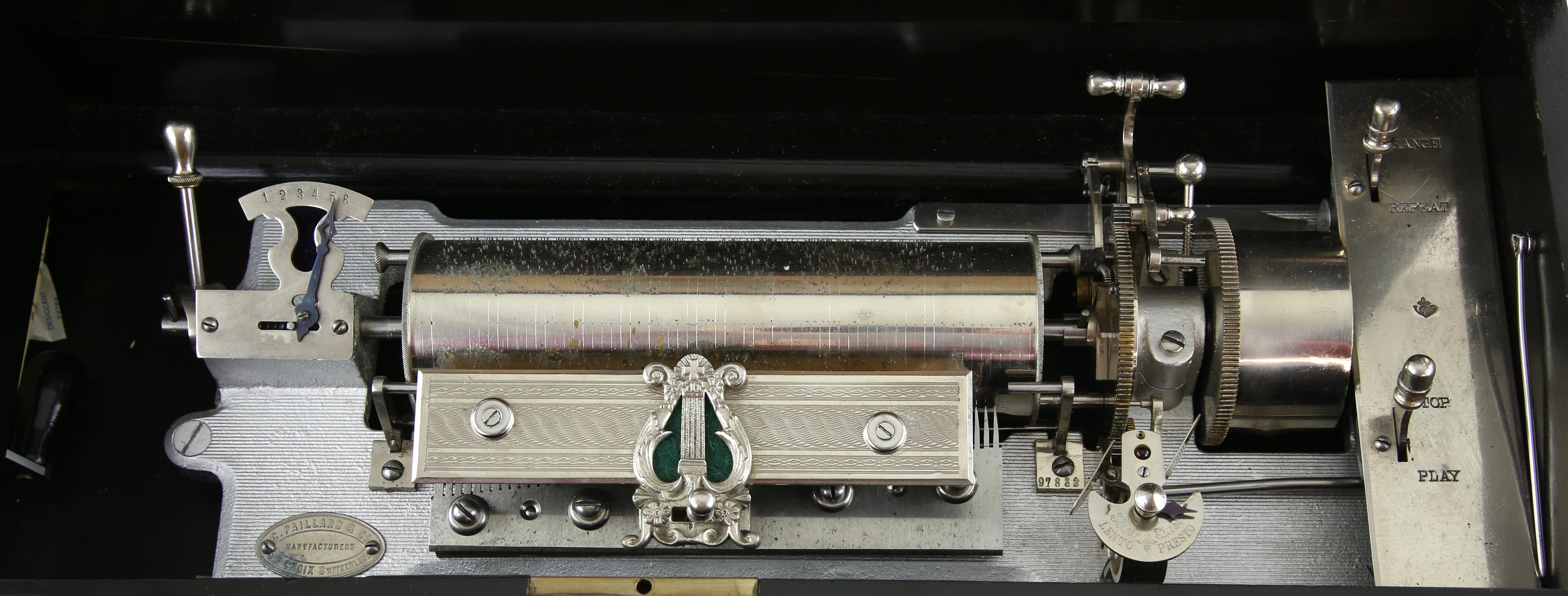 Paillard Amobean Cylinder Music Box No. 97832, playing six airs, key wound with nine - Image 2 of 6