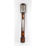 Early 20th century Negretti & Zambra stick barometer, with signed silver dial with bowfronted glass