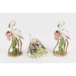 Pair of Goebel porcelain Flamingo's, impressed No 38163 23, 23cm high, and a English porcelain