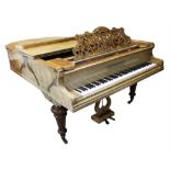 Burr walnut boudoir grand piano, 'Manufactured expressly for Methven, Simpson & Co. R.