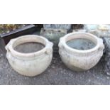 Pair of Compton Pottery terracotta 'scroll' pots, h39cm w52cm d51cm The Compton Potters Art Guild