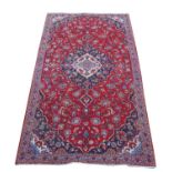 Vintage Persian Kashan rug, the red ground with traditional floral design 260 x 160 cm