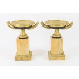 Pair of early 20th century ormolu and Sienna marble tazza in the "Grand Tour" style the mounts cast