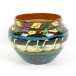 Foley Intarsio small jardiniere decorated with geese, 11cm high,