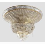 Gilt metal and glass basket chandelier, with glass lustres and drops, diameter 34cm