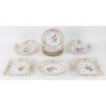 Set of seven Dresden porcelain plates, 20 cm diameter, a pair of similar circular dishes,