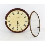 19th century mahogany framed wall clock, inscribed Smart London, with painted dial and single train