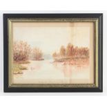 Nineteenth-century English school, 'Backwater-Pangbourne Thames'. Watercolour. Signed indistinctly